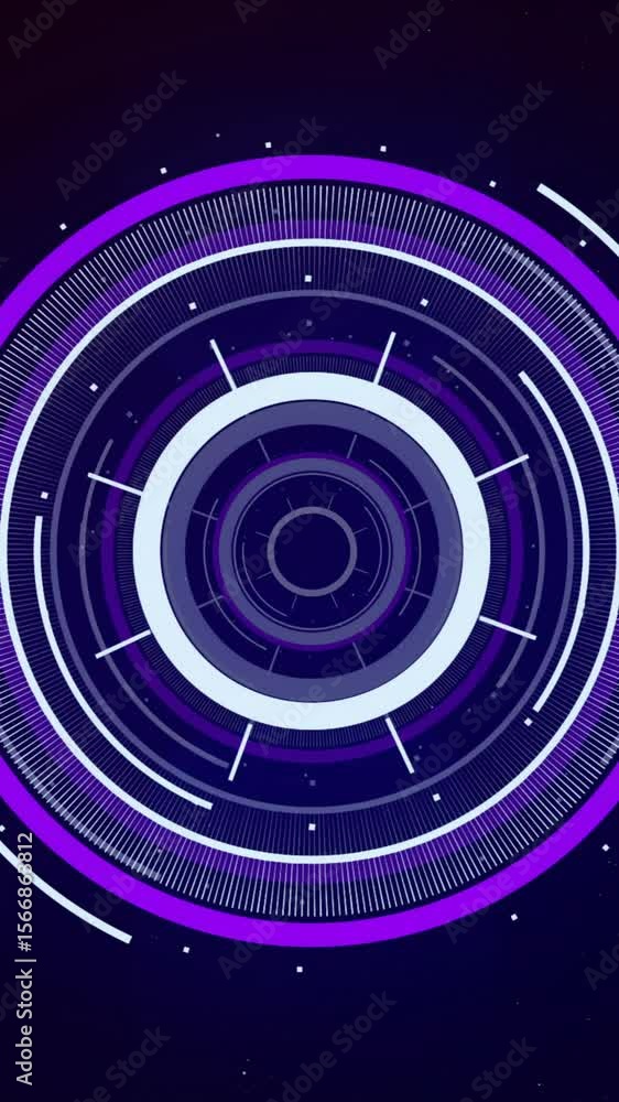 Poster animation of scope scanning and glowing light trails on black background