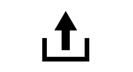 Black Silhouette of an Upload Icon Symbol with an Arrow Pointing Upwards Inside a Square Box