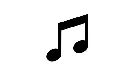 Simple Black Silhouette of a Musical Eighth Note Pair on a White Background