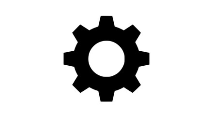 Black Gear Silhouette With White Center A Mechanical Component For Industry and Engineering