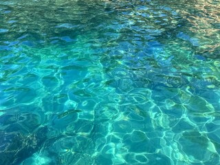 Seawater beautiful watercolor blue turquoise Mediterranean sea surface.