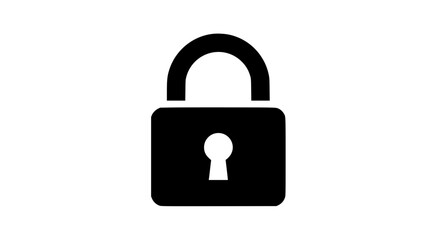 A Simple Black Silhouette of a Padlock Securing Private Data