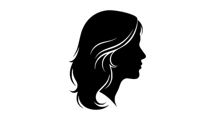 Elegant Lady Silhouette With Flowing Hair And Detailed Profile