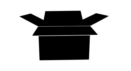 Open shipping box silhouette vector graphic with isolated cardboard packaging