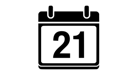 Calendar Page Silhouette Featuring the Number Twenty One