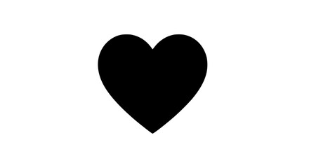 A simple black heart silhouette against a clean white background representing love and affection