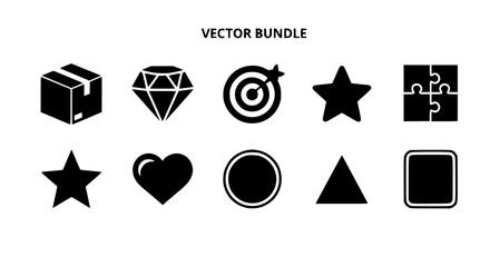 Collection of Diverse Geometric and Symbolic Vector Silhouettes for Graphic Design Projects