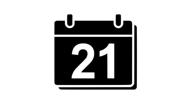 A Stylized Silhouette of a Calendar Showing the Number Twenty One
