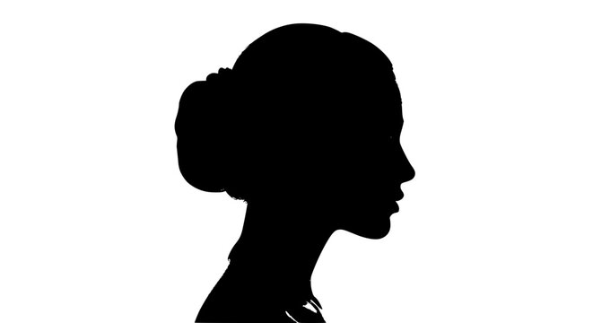 Elegant Woman Silhouette in Profile with Hair Styled in a Bun
