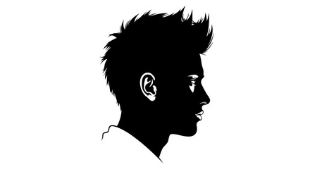 Profile Silhouette of a Young Man with Spiky Haircut