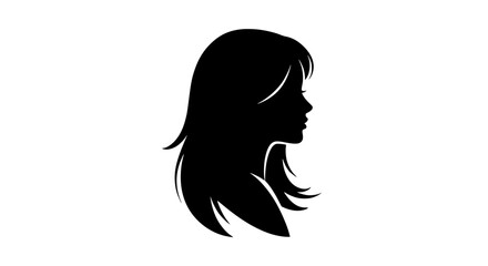 Elegant Silhouette of a Woman with Flowing Hair Artistic Profile