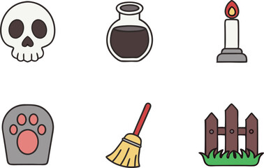 Halloween Stickers and Icons for Fun and Spooky Designs. High Quality Halloween Stickers and Icons for Creative Projects. Modern Halloween Stickers and Icons for Digital and Print Media