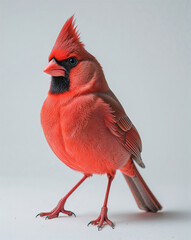 Northern Cardinal in Natural Pose Isolated on White Background