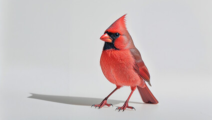 Northern Cardinal in Natural Pose Isolated on White Background