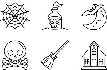 Halloween Stickers and Icons for Fun and Spooky Designs. High Quality Halloween Stickers and Icons for Creative Projects. Modern Halloween Stickers and Icons for Digital and Print Media