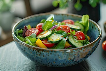 high detail image of Bowl filled with a healthy and colorful salad