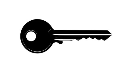 Simple Black Silhouette of a Key for Security and Access Concepts