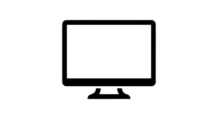 Simple Black Silhouette of a Computer Monitor Displaying a Blank Screen with a Stand