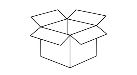 Open Cardboard Box Silhouette for Shipping and Storage Solutions