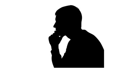 Silhouette of a person in deep thought with hand on chin considering future possibilities