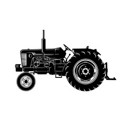 Classic Farm Tractor Silhouette for Agricultural and Rural Themed Designs