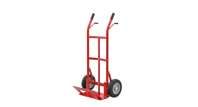 Red hand truck on black background