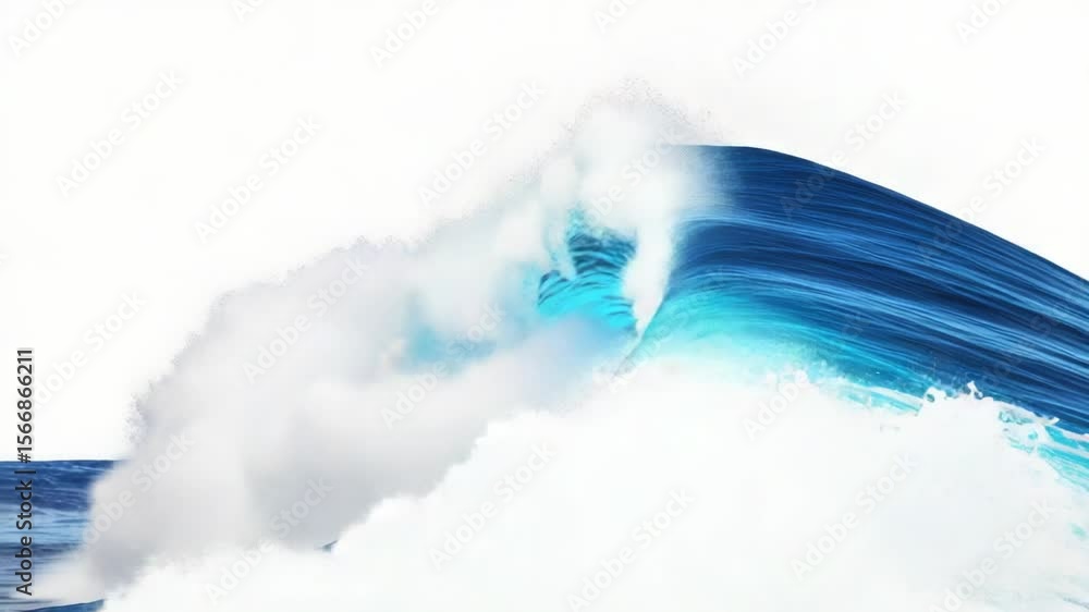 Poster A massive blue wave breaking in the open ocean with no land in sight