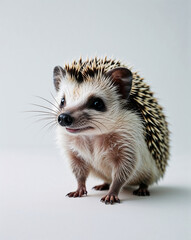 Cute Pygmy Hedgehog Posing Isolated on White Background