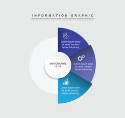 design layout banner infographic. 3 step process information or presentation with icons