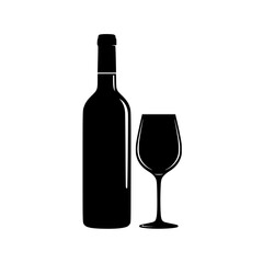 Elegant Silhouette of Wine Bottle and Glass Ready for Celebration