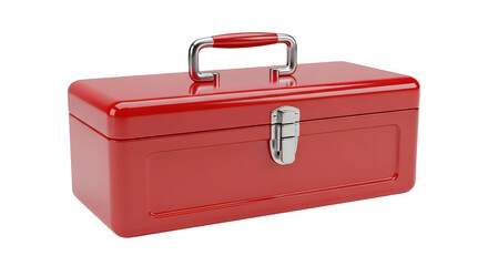 Red metal toolbox isolated