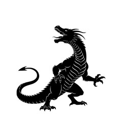 Majestic Black Dragon Unleashing Fiery Breath in Epic Fantasy Illustration