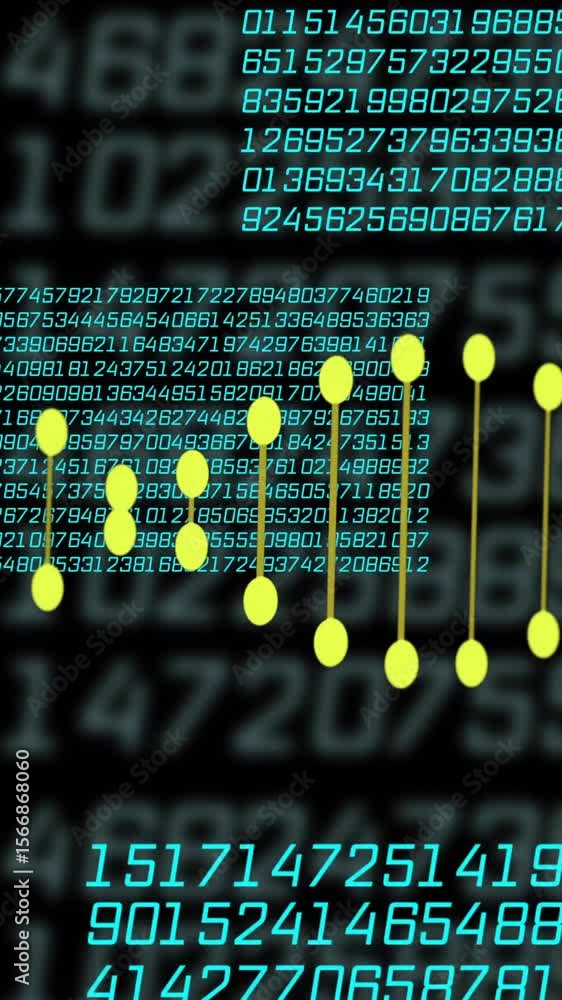 Poster animation of dna strand over data processing on black background