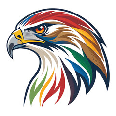 Obraz premium Isolated falcon head drawing, multiple attractive colors, transparent background