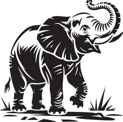 Walking Elephant with Raised Trunk Silhouette

Mother and Baby Elephant Vector Scene

Decorated Indian Elephant Silhouette Design

Elephant in Savannah Vector Art

Elephant Herd Silhouette at Sunset
