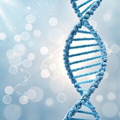 Blue abstract background featuring a 3D DNA helix, symbolizing genetic research and molecular biotechnology in health and life science