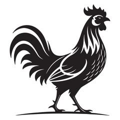 Silhouette of a roster vector illustration icon, Hen vector illustration, Silhouette animal icon style design