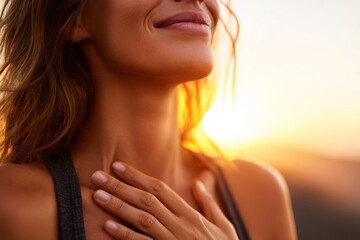 Golden Hour Serenity Woman Finding Peace and Tranquility at Sunset