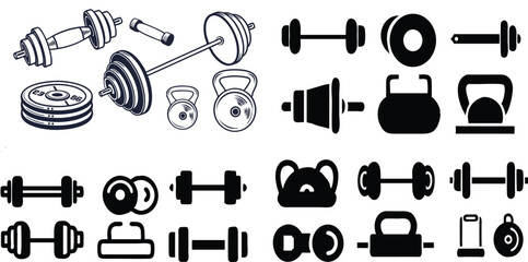 black and white gym icons