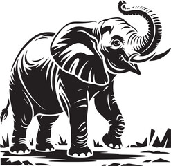 Walking Elephant with Raised Trunk Silhouette

Mother and Baby Elephant Vector Scene

Decorated Indian Elephant Silhouette Design

Elephant in Savannah Vector Art

Elephant Herd Silhouette at Sunset