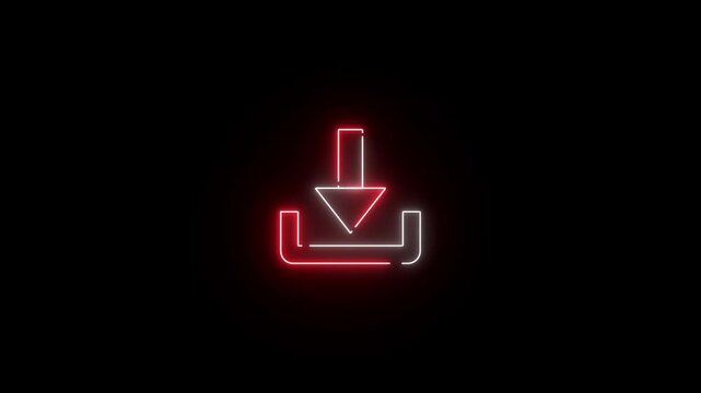 Neon upload icon.Glowing neon Abstract beautiful download neon arrow icon animation.