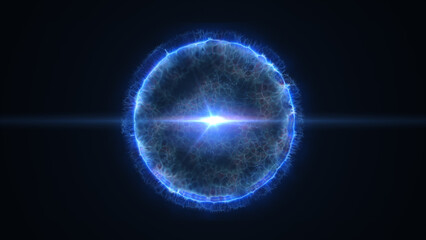 Electric blue energy sphere with intricate neural-like textures and a glowing star-shaped core