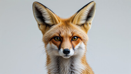 Fennec Fox Posing Isolated on White Background