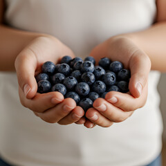 blueberries in a hand