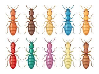 Obraz premium Colorful cartoon termites illustration isolated on a white background for educational purposes