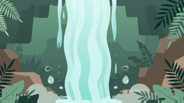 Waterfall flows in a tropical valley 