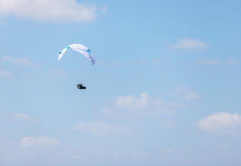 Paragliding action player in Harting Down, West Sussex Petersfield, United Kingdom