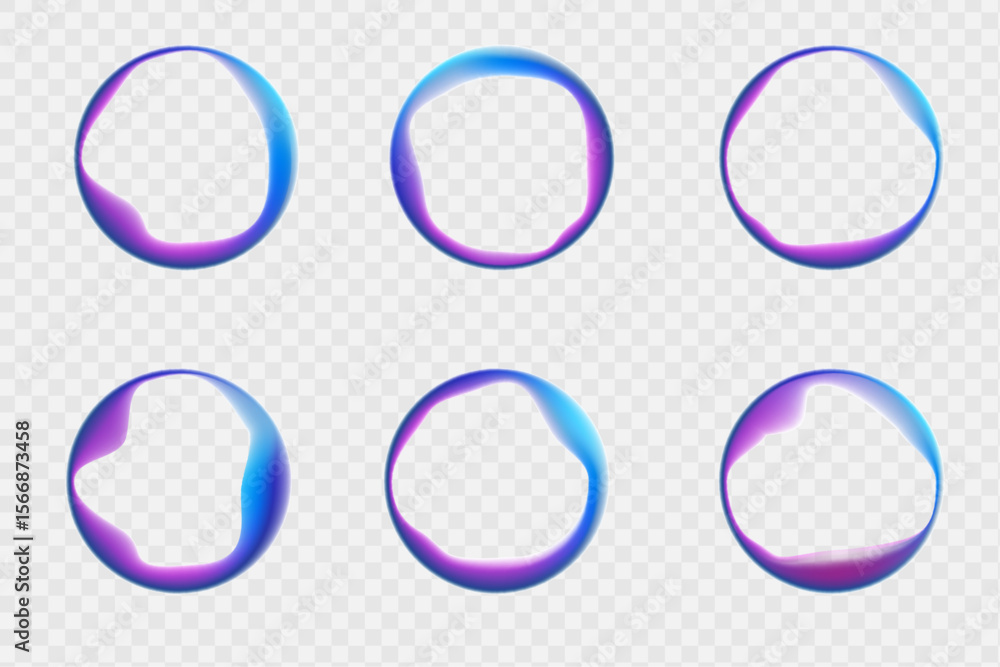 Poster round banner with neon gradient isolated on white transparent background in png vector format. round