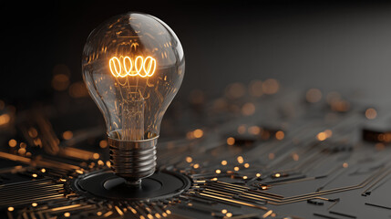 Technology Innovation Concept with Lightbulb and Circuits
