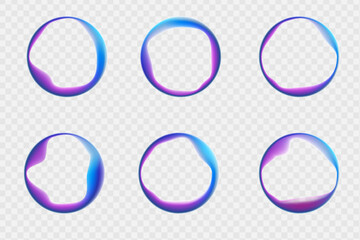 Round banner with neon gradient isolated on white transparent background in PNG vector format. Round light frame. Can be used for badges, price tags, labels. 